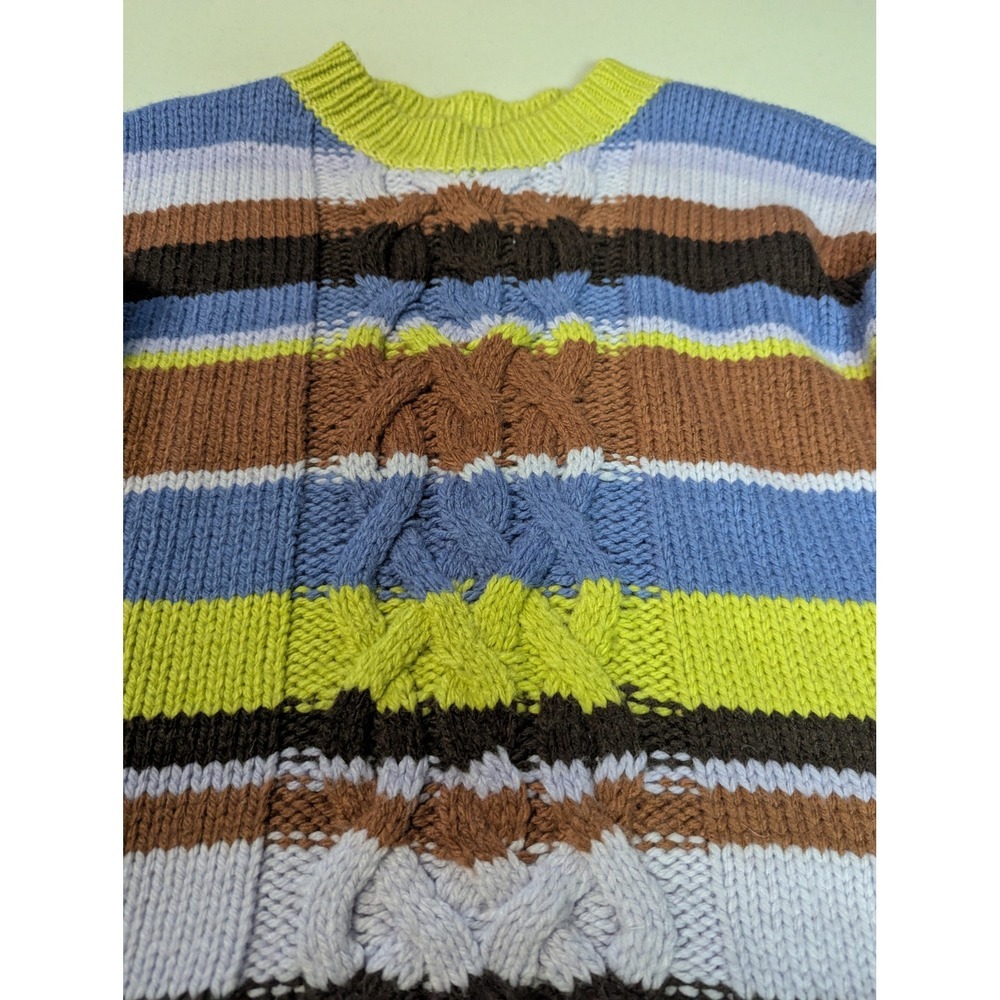 St. John's Bay Striped Cable Knit Sweater Small Multi-Color Crewneck Vintage Y2K - Picture 9 of 13